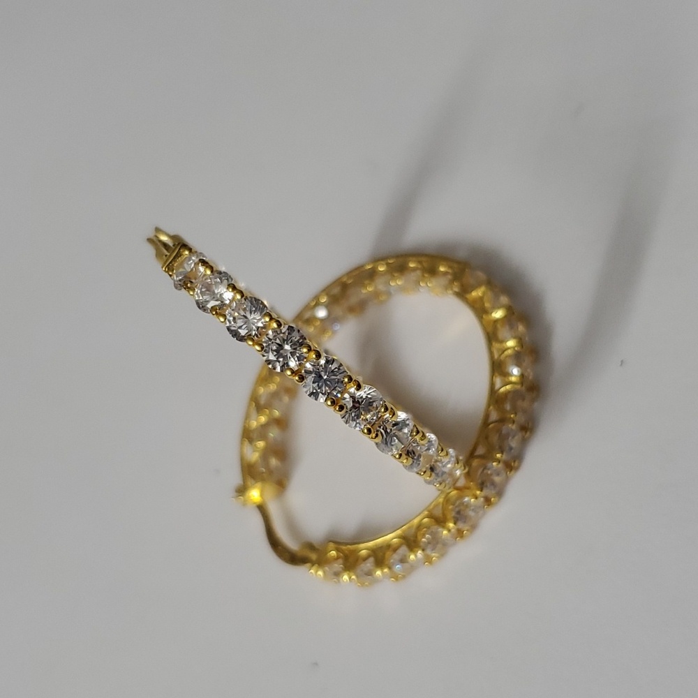 Sterling Silver 925 Inside Out Gold Hoop Earrings - Picture 4 of 9